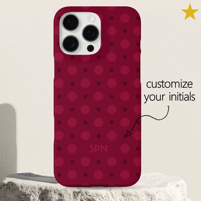 Classic Fuchsia Pink Dots Custom Name Initials Case-Mate iPhone Case (Creator Uploaded)
