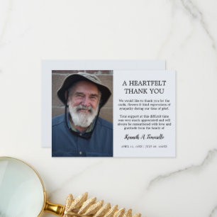 Classic Funeral Heartfelt Photo Thank You Card
