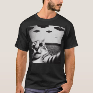 Classic Funny Alien Cat UFO T-Shirt