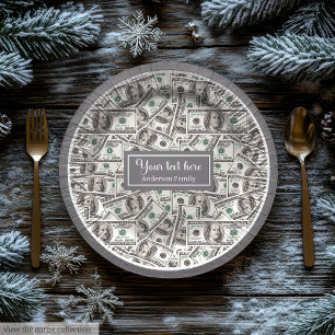Classic funny gift dollar pattern personalised paper plate