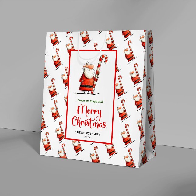 Classic funny Santa gift bag red green celebration (Classic funny Santa gift bag red green celebration

)