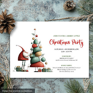 Classic Funny Santa Red Green Holiday Invitation