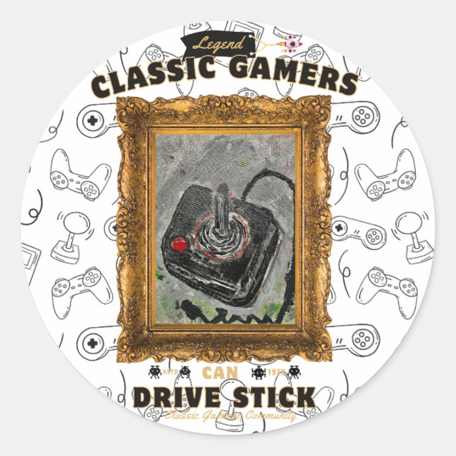 Classic Gamers Birthday Party Groovy Vision  Classic Round Sticker (Front)