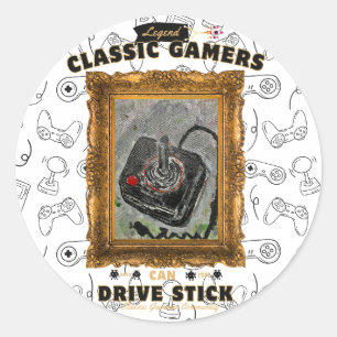 Classic Gamers Birthday Party Groovy Vision Round Sticker