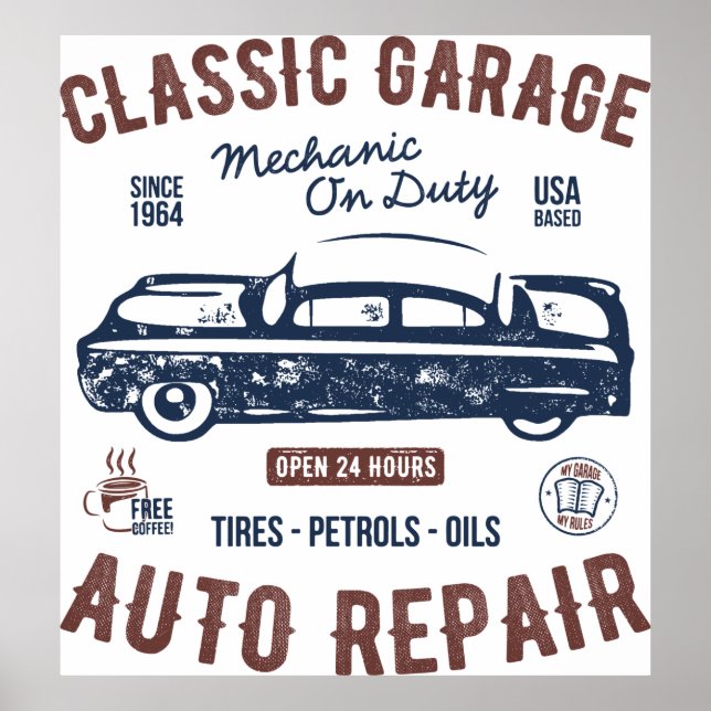 Classic Garage Auto Repair Poster (Front)