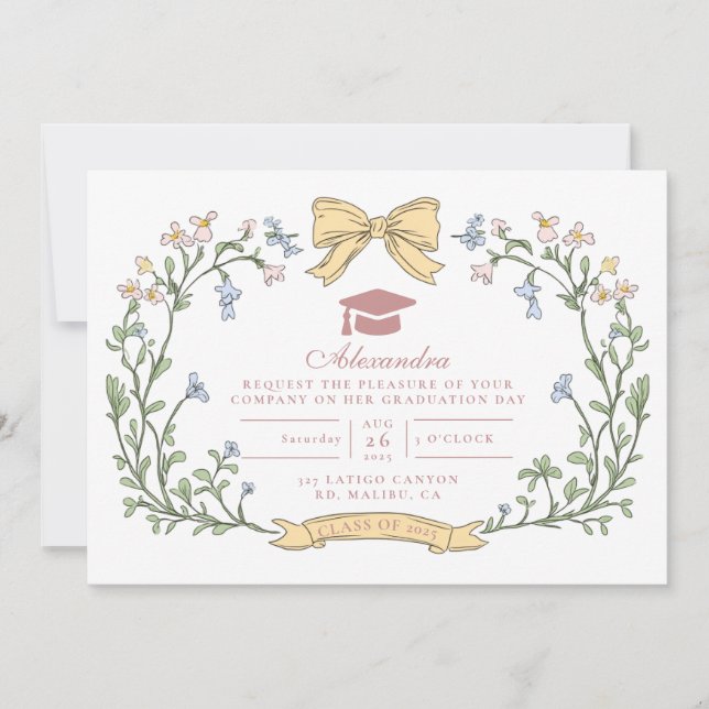 Classic Garden Bloom Graduation Invitation (Front)
