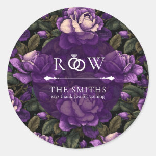 Classic Gardenias Greenery Wedding Round Sticker
