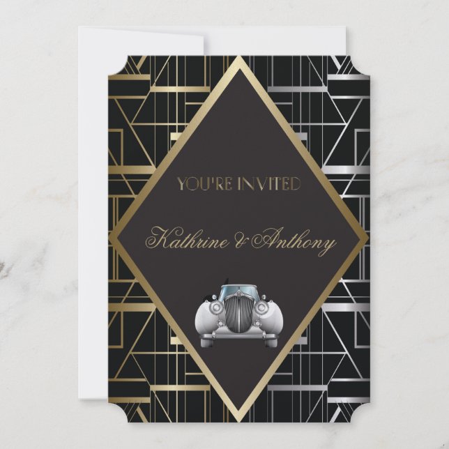 Classic Gatsby Deco Wedding Invitation (Front)