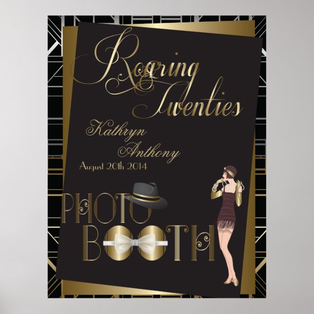 Classic Gatsby Deco Wedding Photo Booth Poster (Front)