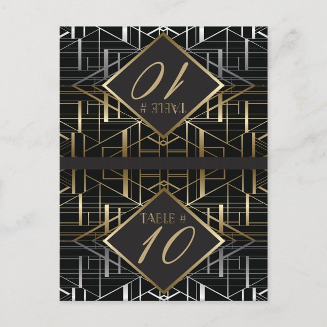Classic Gatsby Deco Wedding Place Card (Front)
