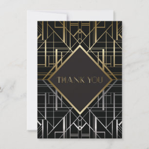 Classic Gatsby Deco Wedding Thank You 2 Card
