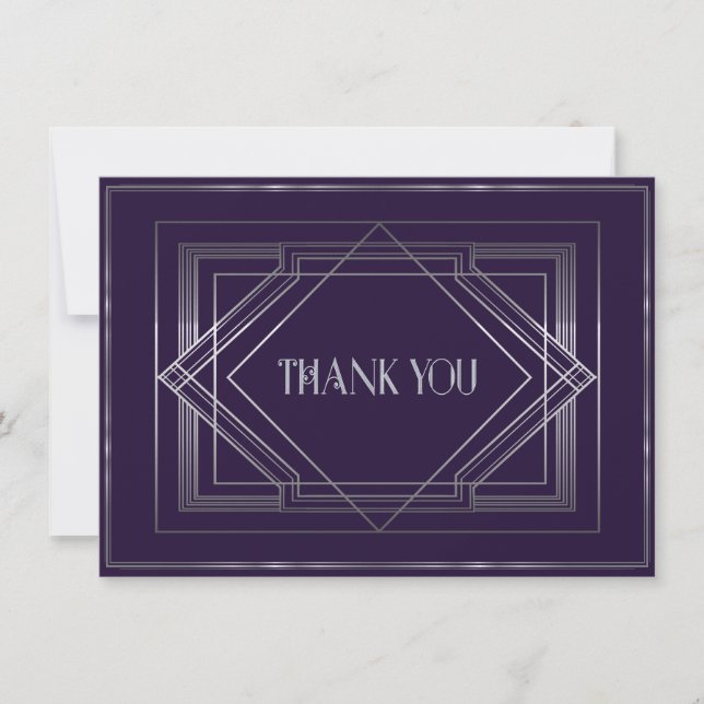 Classic Gatsby Deco Wedding Thank You 3 Manuela Card (Front)