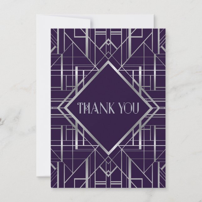 Classic Gatsby Deco Wedding Thank You Manuela Card (Front)