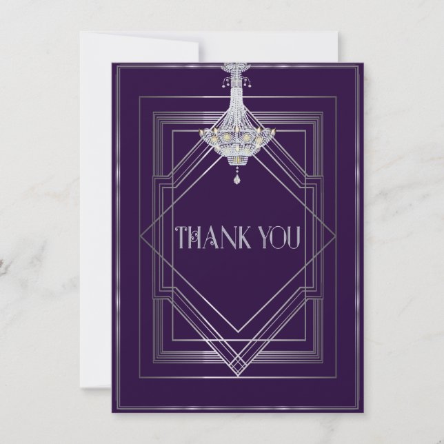 Classic Gatsby Deco Wedding ThankYou Manuela25003a Thank You Card (Front)
