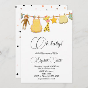 Classic Gender Neutral Baby and dots baby shower Invitation
