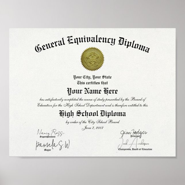 Classic General Equivalency High School Diploma  Poster (Front)