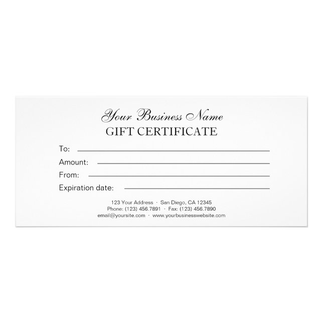 Classic Generic Plain Gift Certificate (Front)