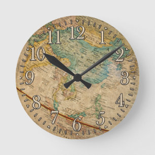 Classic Geographical Globe Artwork Round Clock