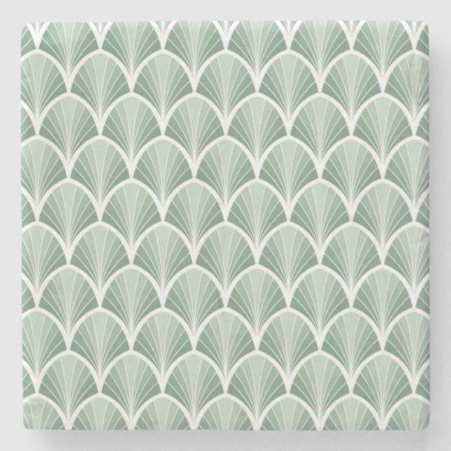 Classic Geometric: Art Deco Seamless Style Stone Coaster (Front)