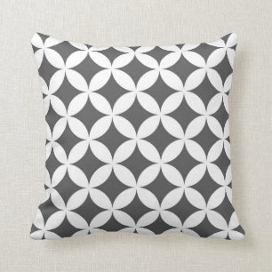 Classic Geometric Circles in Charcoal and White Cushion