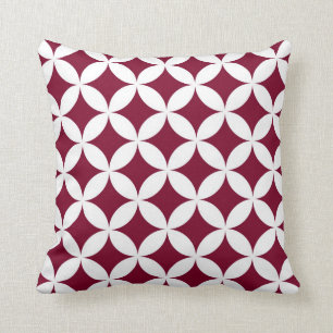 Classic Geometric Circles in Cranberry and White Cushion