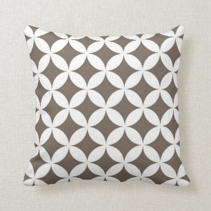 Classic Geometric Circles in Taupe and White Cushion
