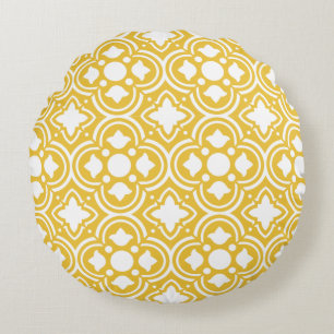 Classic Geometric Lattice & Diamond Micro-Pattern Round Cushion
