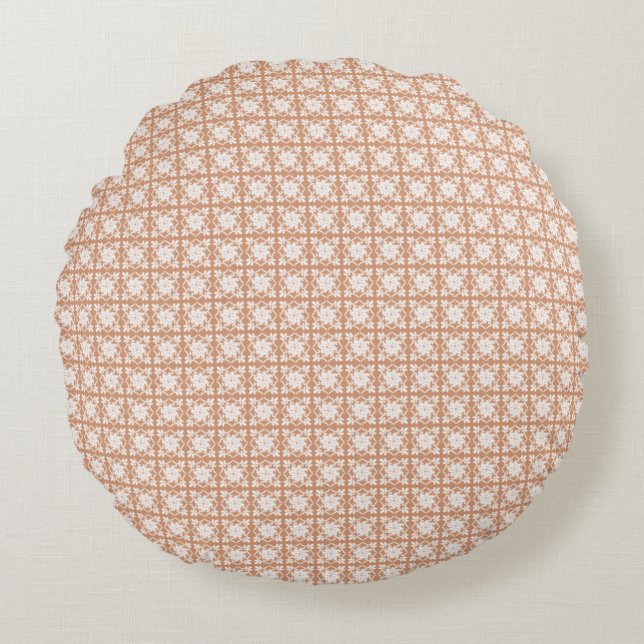 Classic Geometric Lattice & Diamond Micro-Pattern Round Cushion (Front)