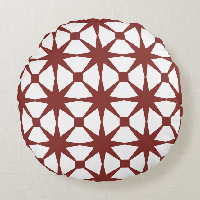 Classic Geometric Lattice & Diamond Micro-Pattern Round Cushion (Front)