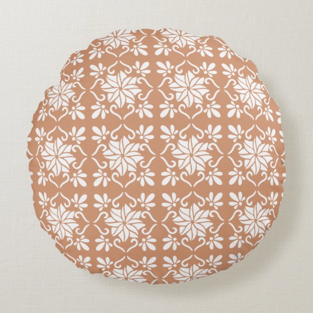 Classic Geometric Lattice & Diamond Micro-Pattern Round Cushion (Front)