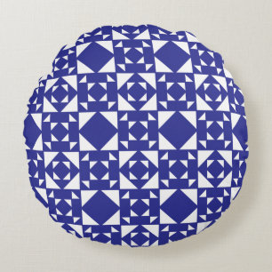Classic Geometric Lattice & Diamond Micro-Pattern Round Cushion