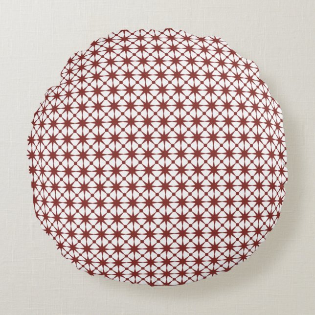 Classic Geometric Lattice & Diamond Micro-Pattern Round Cushion (Front)