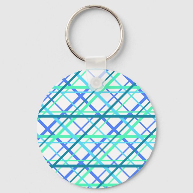 Classic Geometric Pattern in Blues Key Ring (Front)