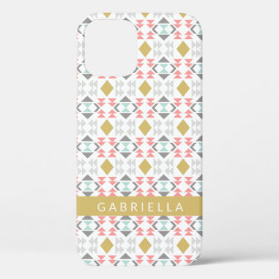 Classic Geometric Pattern in Grey Personalised  iPhone 12 Case