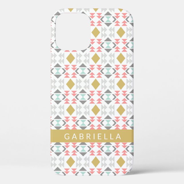 Classic Geometric Pattern in Grey Personalised  Case-Mate iPhone Case (Back)