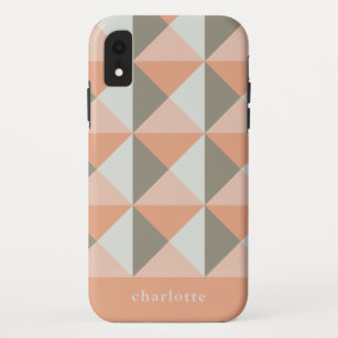 Classic Geometric Pattern Peach Taupe Personalised Case-Mate iPhone Case