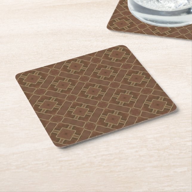 Classic Geometric Square Paper Coaster (Angled)