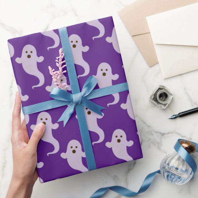 Classic Ghost Pattern on Purple Wrapping Paper (Gifting)