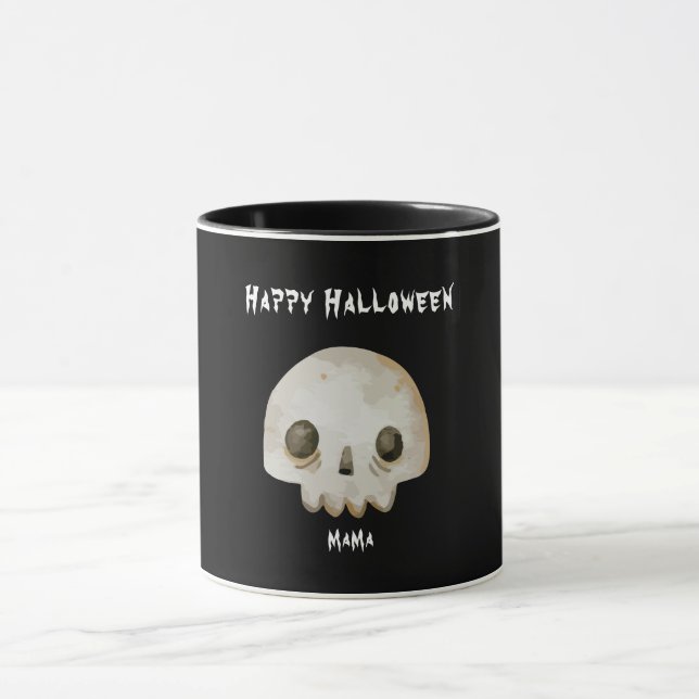 Classic Ghost Skeleton Happy Halloween Mama Mug (Center)