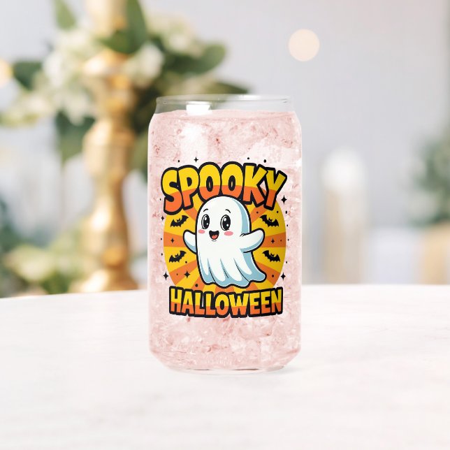 Classic Ghost Spooky Halloween Can Glass (Insitu (Wedding))