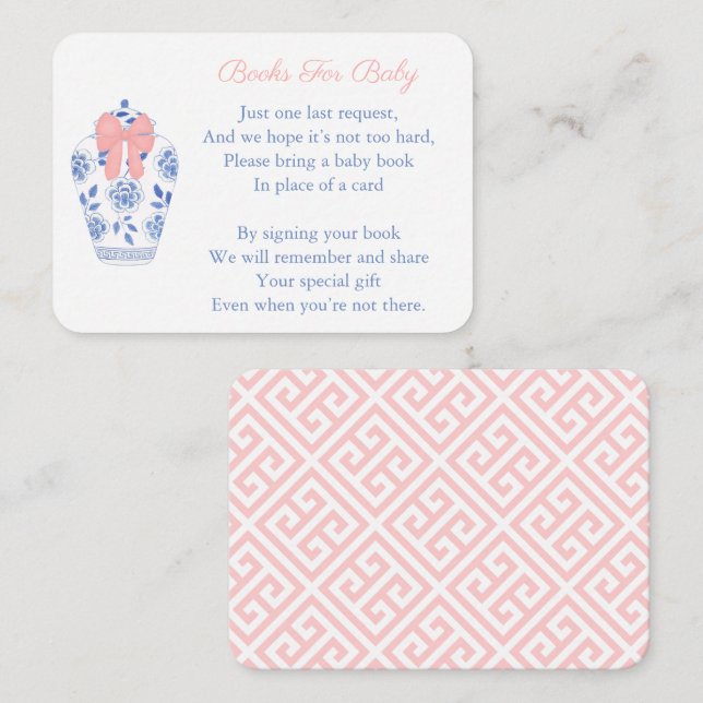 Classic Ginger Jar Build Baby Girl's Library Enclosure Card (Front/Back)