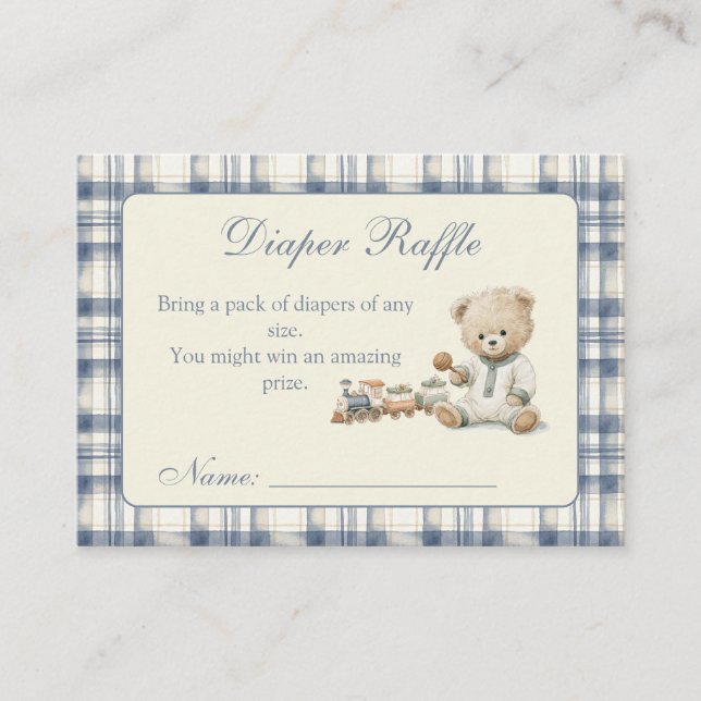 Classic Gingham Baby Diaper Raffle Enclosure Card (Front)