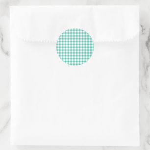 Classic Gingham Bluegrass Green  Round Sticker