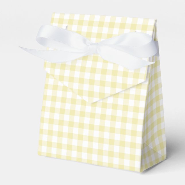 Classic Gingham Butter Yellow Favour Box (Front Side)
