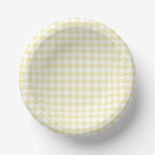 Classic Gingham Butter Yellow Paper Plate