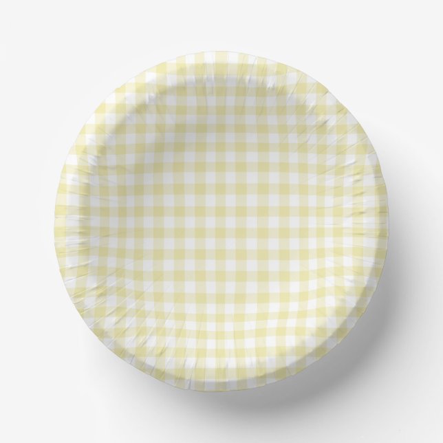 Classic Gingham Butter Yellow Paper Plate (Front)