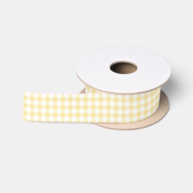 Classic Gingham Canary Yellow Satin Ribbon (Spool)