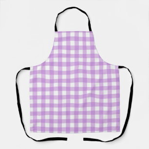 Classic Gingham Check Plaid Pattern Lilac   Apron