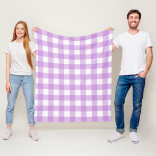 Classic Gingham Check Plaid Pattern Lilac Fleece Blanket