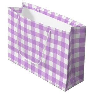 Classic Gingham Check Plaid Pattern Lilac  Large Gift Bag